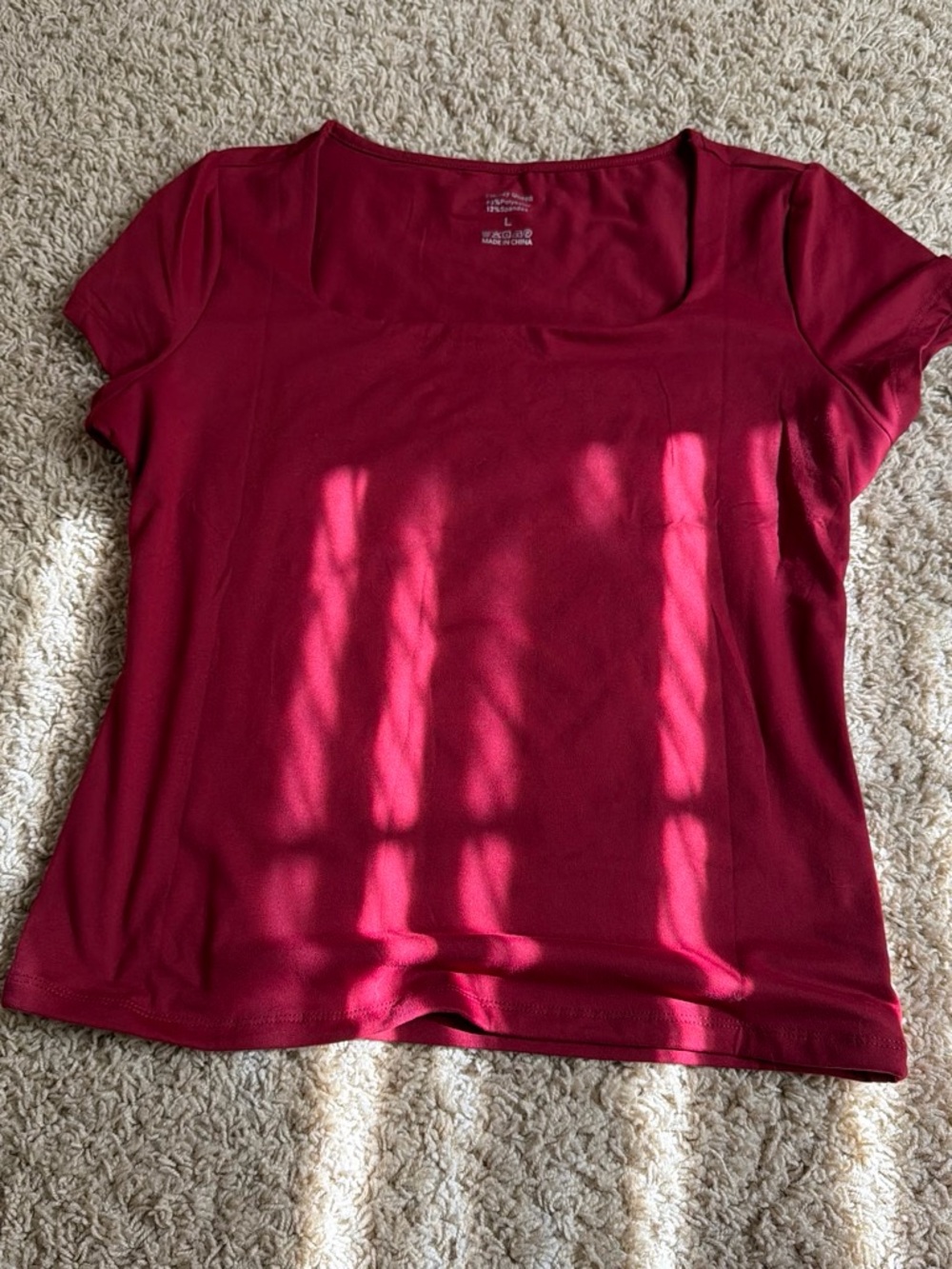 Amazon Women’s Short Sleeve Scoop Neck Top - Deep Wine